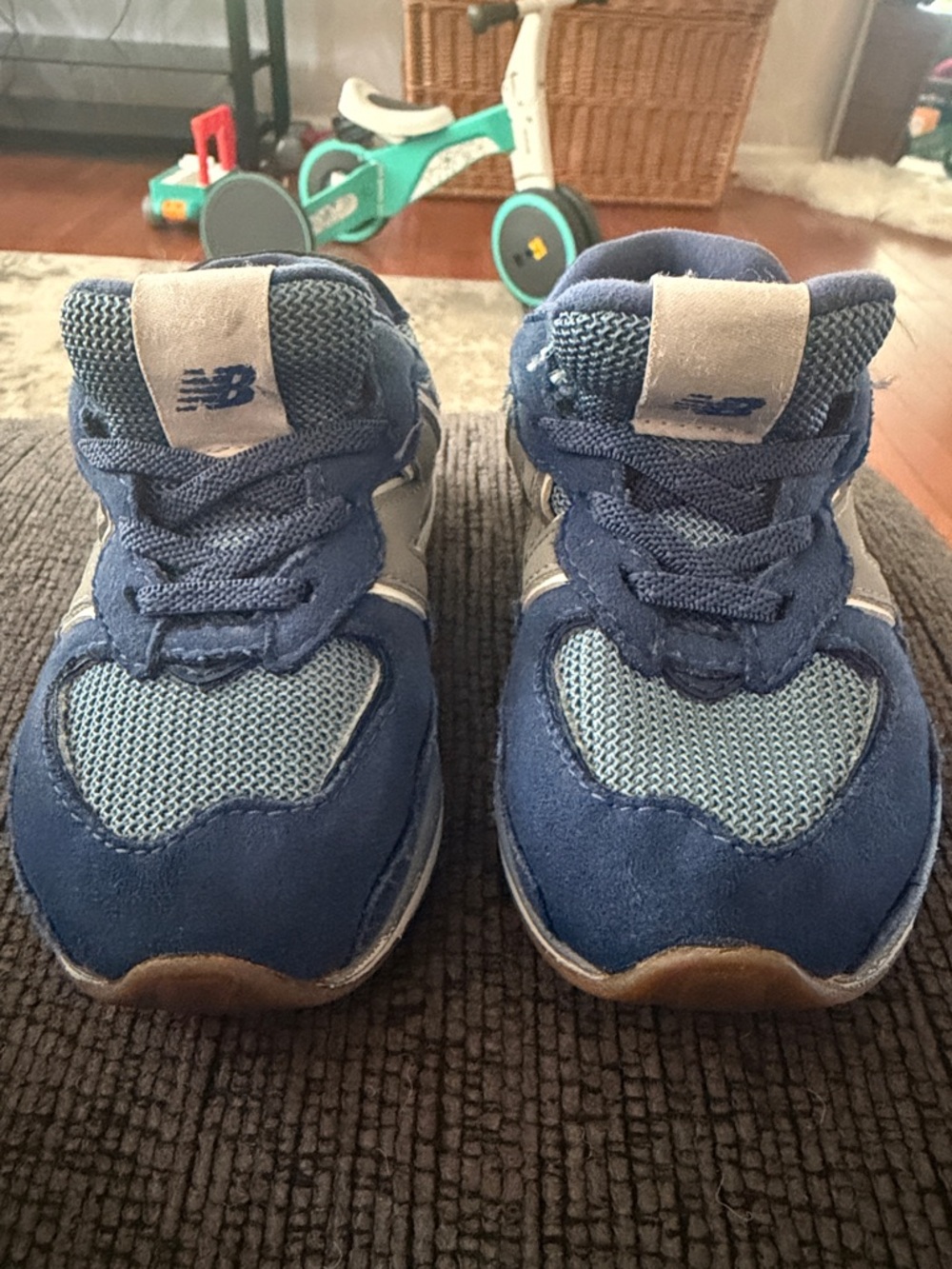 New Balance Kids Navy and Light Blue Sneakers